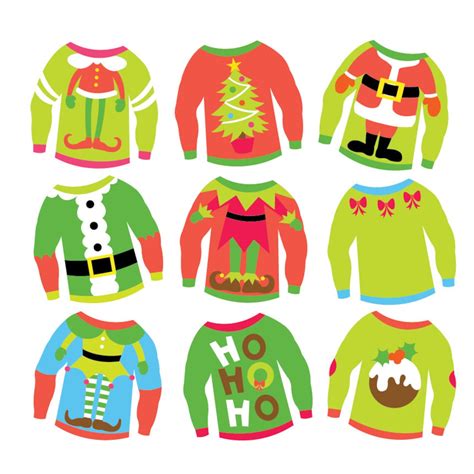The Ugly Christmas Sweaters clipart set has 12 ugly (or cute) Christmas Sweaters. . Ugly sweater clipart